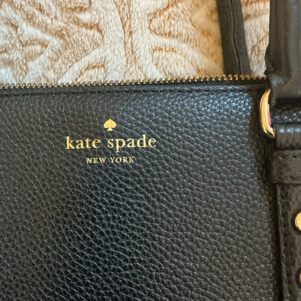 Kate Spade New York Black Pebbled Leather Satchel – Structured Top Handle Purse